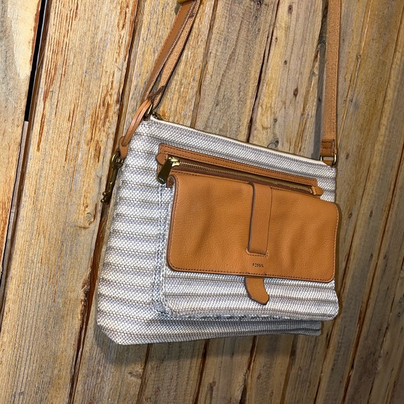 Fossil Canvas Bag with With Leather Trim - Picture 5 of 12